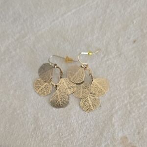Gold Textured Disc Dangle Earrings - Women Jewelry